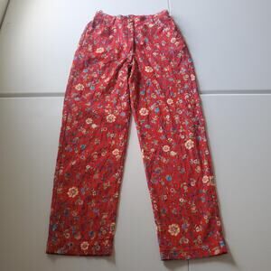 Forte_forte Le Stampe Pants Women 1/ 26 Red Floral Corduroy Straight Leg Italy